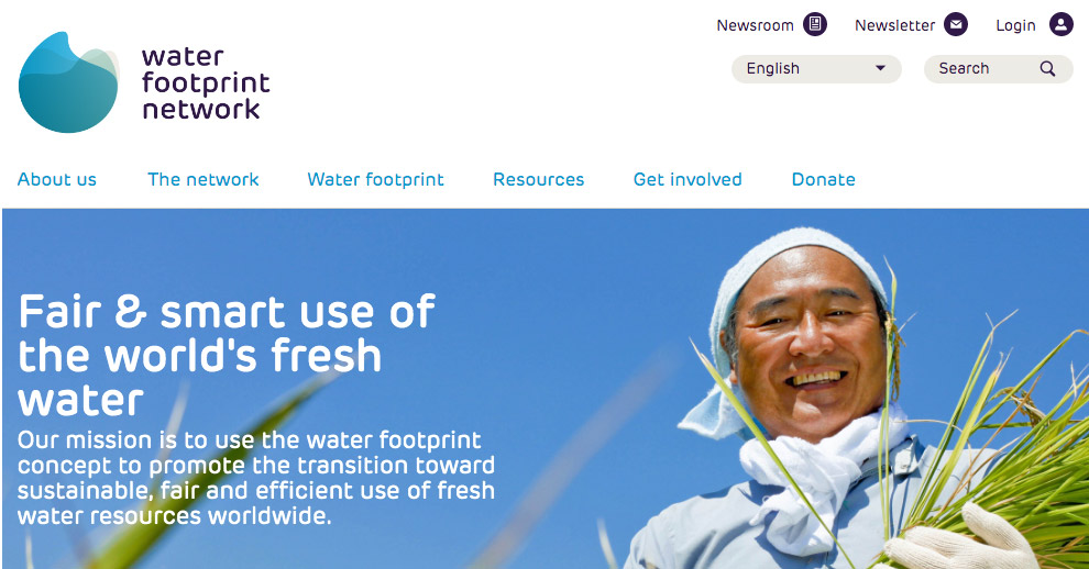 Water Footprint network homepage