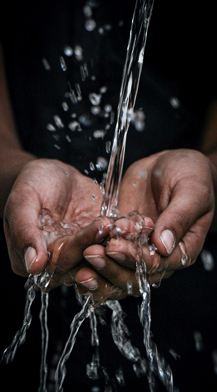 Hands with water